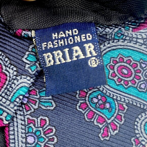 BRIAR American Editions Mens Necktie Luxury Silk Tie Blue Purple Paisley Vintage - Picture 7 of 8